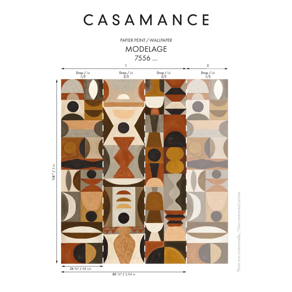 CASAMANCE Papier Peint Panoramique Vinyle sur Intissé Modelage Camel