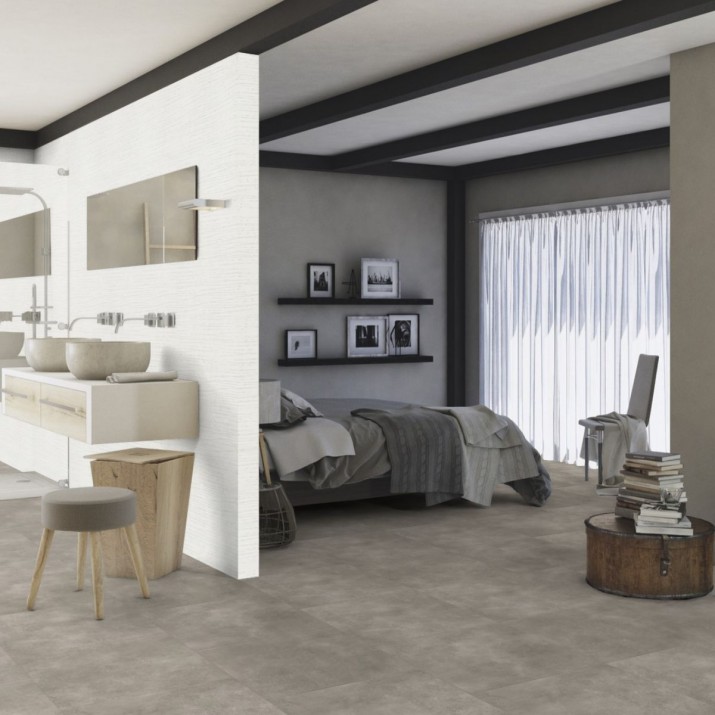 Dalle PVC sol Creation 55 à coller Bloom Uni Taupe - 610 mm x 610 mm